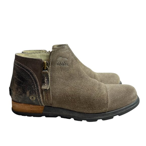 Sorel Major Low Casual Bootie Ankle Boot Olive Gray Leather & Suede Size 7 - Picture 1 of 8